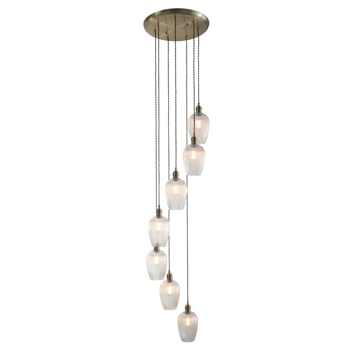 Bettina - 7 Light Cascading Staircase Pendant Chandelier- Antique Brass