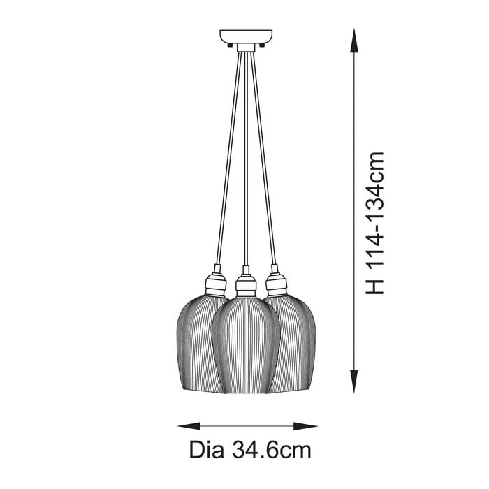 Bettina - 3 Light Cluster Light Pendant - Antique Brass