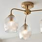 Ferna - Ribbed Glass Semi Flush Ceiling Light - Aged Brass