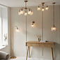 Ferna - Ribbed Glass 5 Light Semi Flush Ceiling Light - Aged Brass