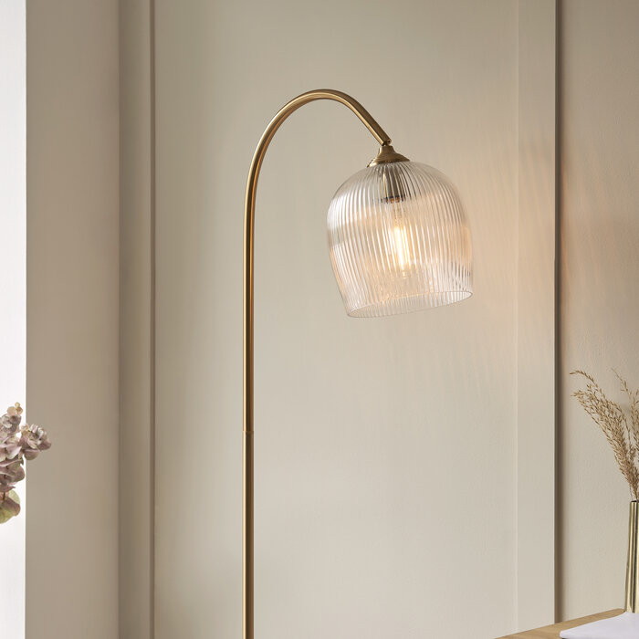 Ferna - Ribbed Glass Brass Floor Lamp