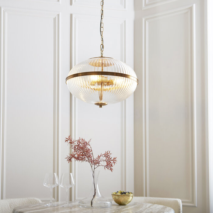 Ferna - Ribbed Glass Dining Room Pendant Light