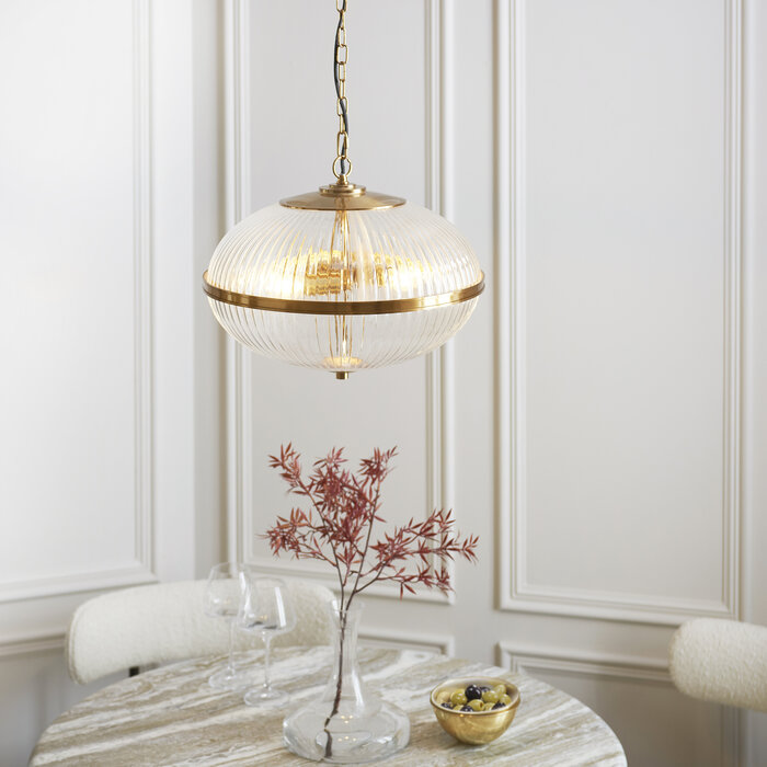 Ferna - Ribbed Glass Dining Room Pendant Light