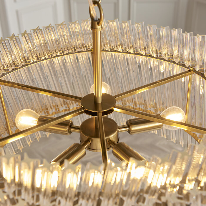 Nilo - Timeless Glass Chandelier -  Brushed Aged Brass - 5 Light