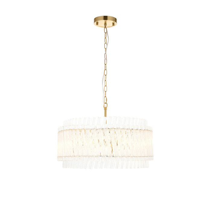 Nilo - Timeless Glass Chandelier -  Brushed Aged Brass - 5 Light