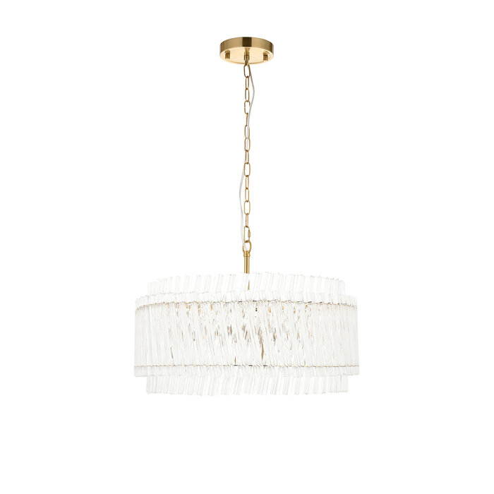 Nilo - Timeless Glass Chandelier -  Brushed Aged Brass - 5 Light