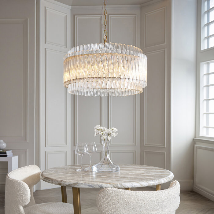 Nilo - Timeless Glass Chandelier -  Brushed Aged Brass - 5 Light