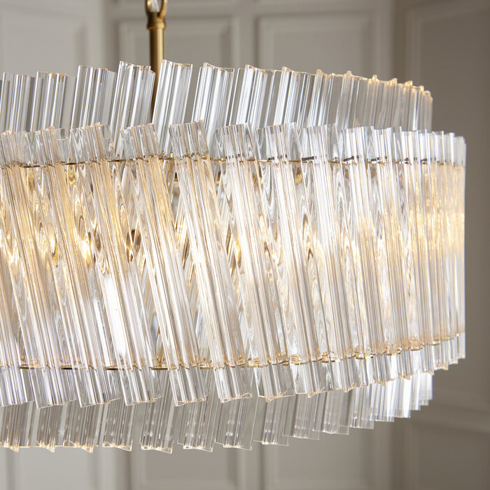 Nilo - Timeless Glass Chandelier -  Brushed Aged Brass - 5 Light