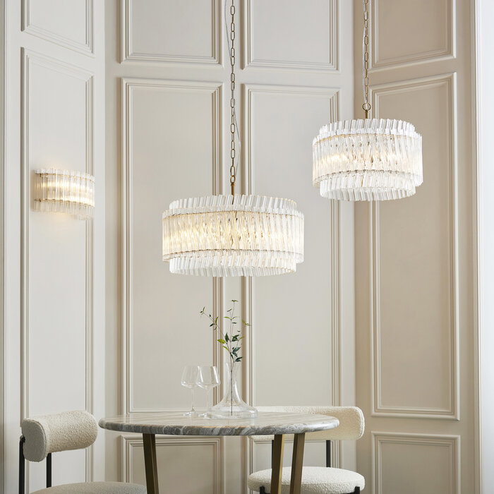 Nilo - Timeless Small Glass Chandelier -  Brushed Aged Brass - 3 Light