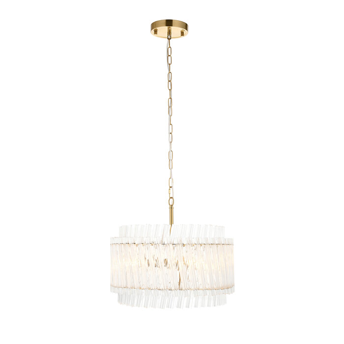 Nilo - Timeless Small Glass Chandelier -  Brushed Aged Brass - 3 Light