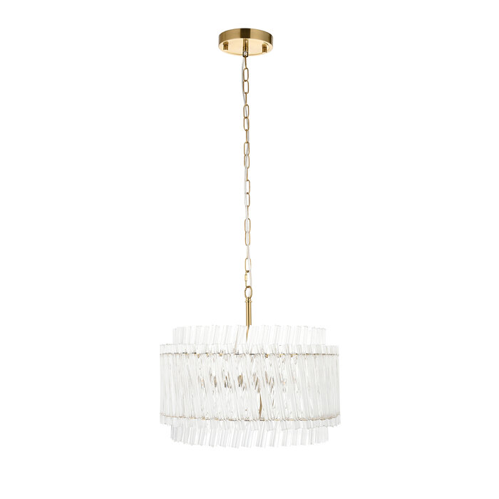 Nilo - Timeless Small Glass Chandelier -  Brushed Aged Brass - 3 Light