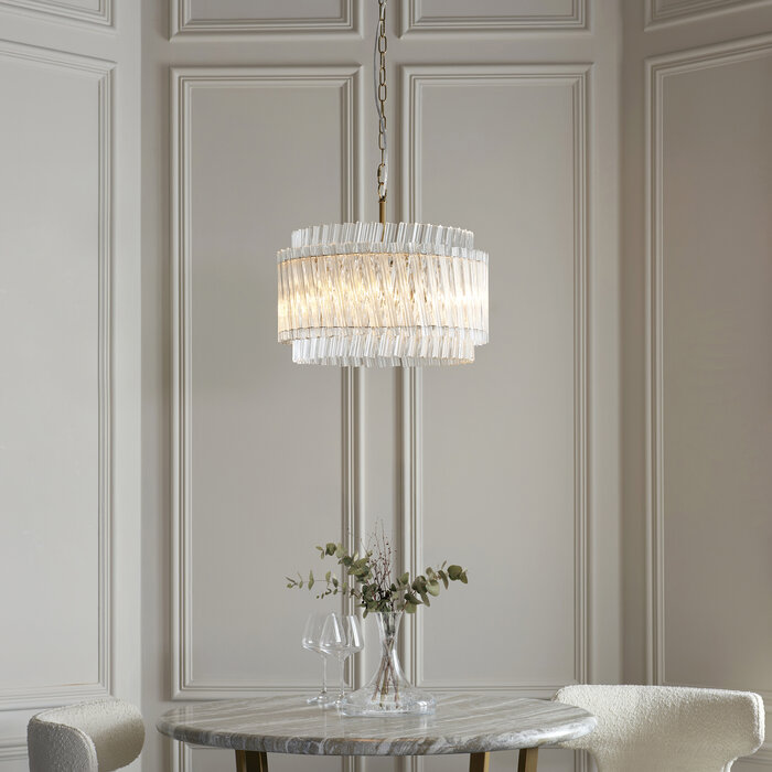 Nilo - Timeless Small Glass Chandelier -  Brushed Aged Brass - 3 Light