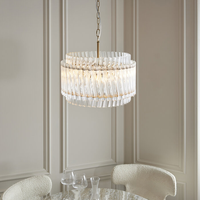 Nilo - Timeless Small Glass Chandelier -  Brushed Aged Brass - 3 Light