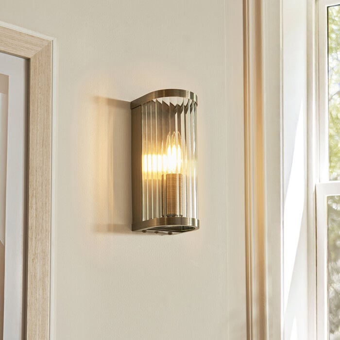 Morgan - Ribbed Glass and Antique Brass Wall Light