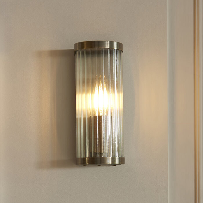 Morgan - Ribbed Glass and Antique Brass Wall Light