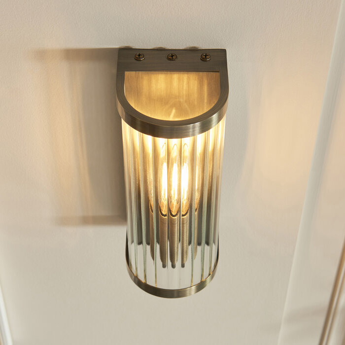 Morgan - Ribbed Glass and Antique Brass Wall Light