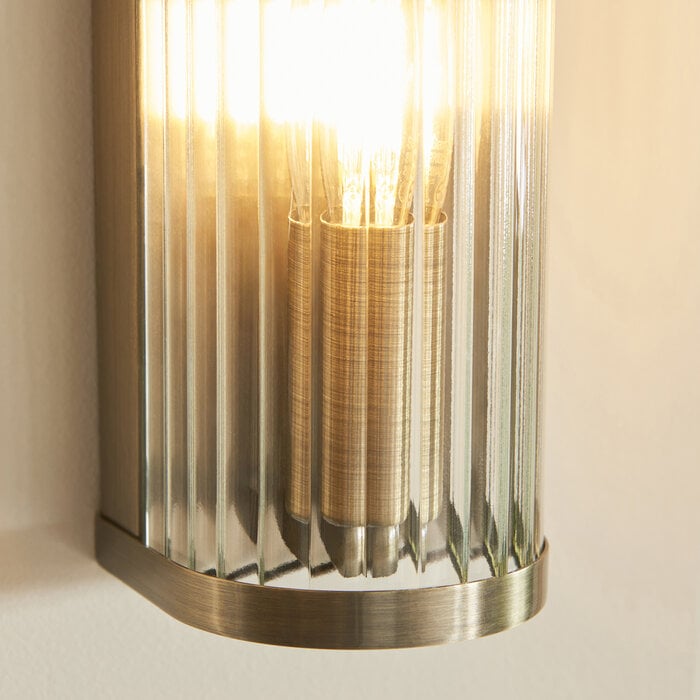 Morgan - Ribbed Glass and Antique Brass Wall Light