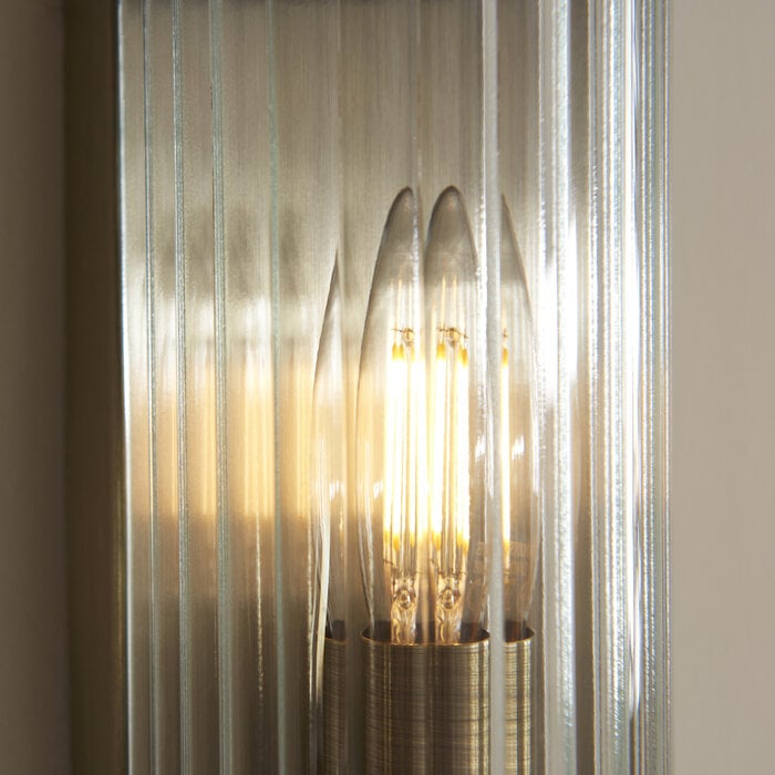 Morgan - Ribbed Glass and Antique Brass Wall Light