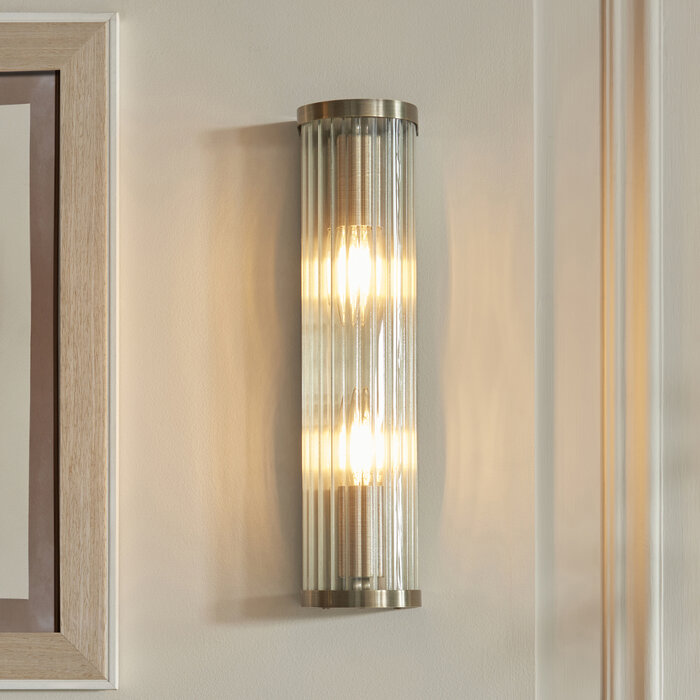 Morgan - Large Ribbed Glass and Antique Brass Wall Light