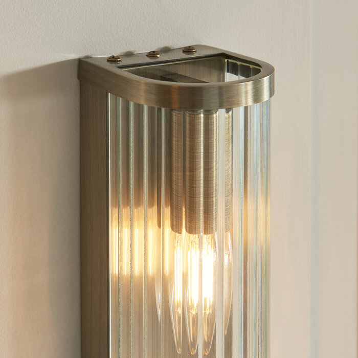 Morgan - Large Ribbed Glass and Antique Brass Wall Light