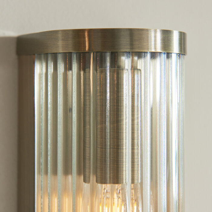 Morgan - Large Ribbed Glass and Antique Brass Wall Light