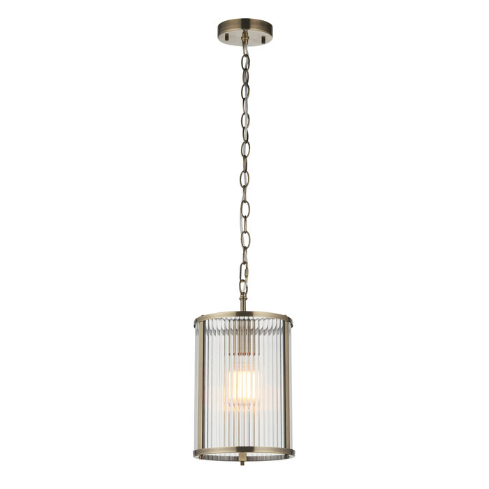 Morgan - Ribbed Glass and Antique Brass Lantern Pendant Light