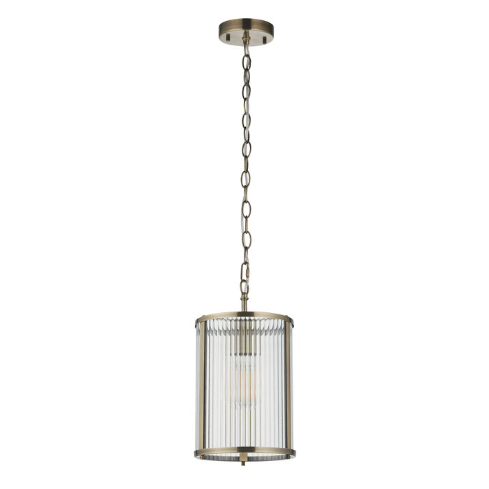 Morgan - Ribbed Glass and Antique Brass Lantern Pendant Light
