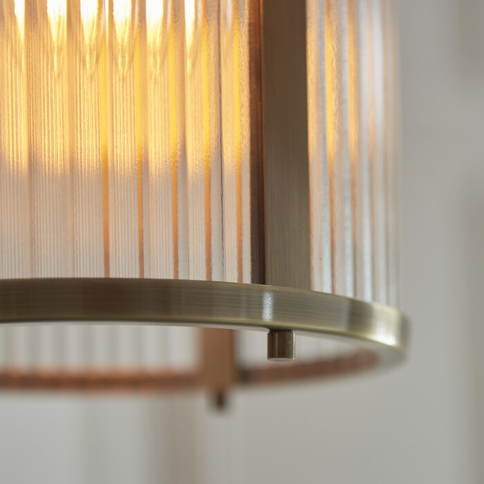 Morgan - Ribbed Glass and Antique Brass Lantern Pendant Light