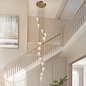 Una - Large Staircase Light - 13 Light Cascading Pendant - Antique Brass