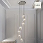 Una - Staircase Chandelier - 7 Light Cascading Pendant - Polished Nickel