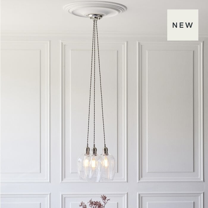 Una - 3 Light Cluster Light - Dining Room & Staircase Chandelier - Polished Nickel