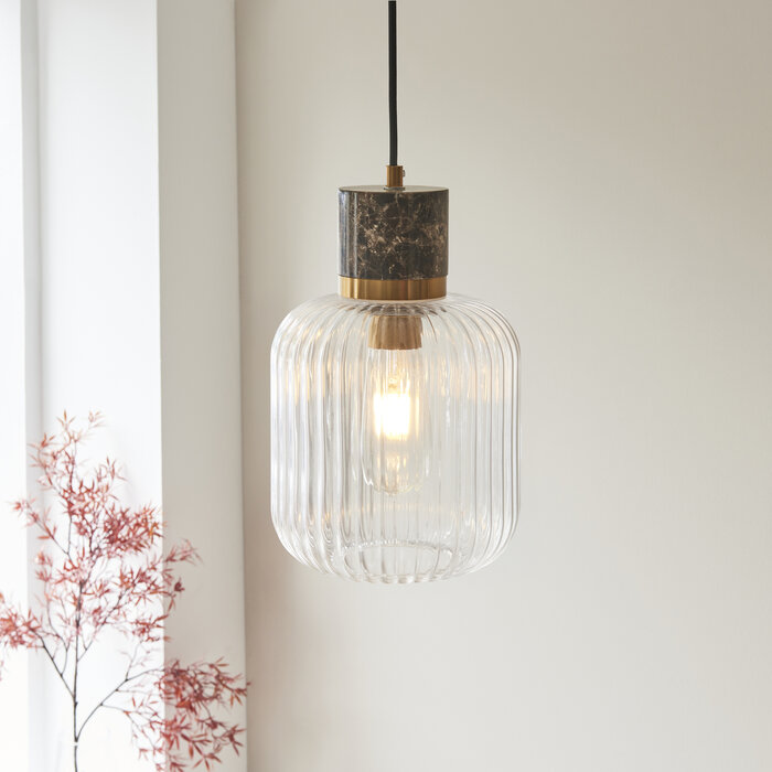 Travis - Ribbed Glass Pendant Light