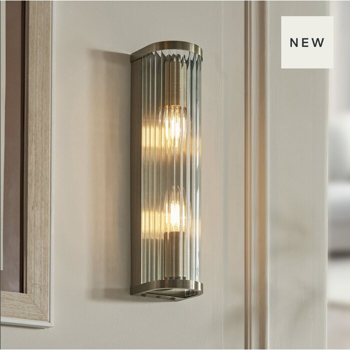Morgan - Large Ribbed Glass and Antique Brass Wall Light