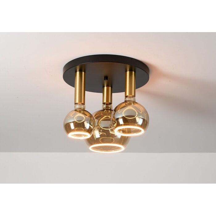 Aureon - Modern LED Semi-Flush Black Ceiling Light - 3 Light