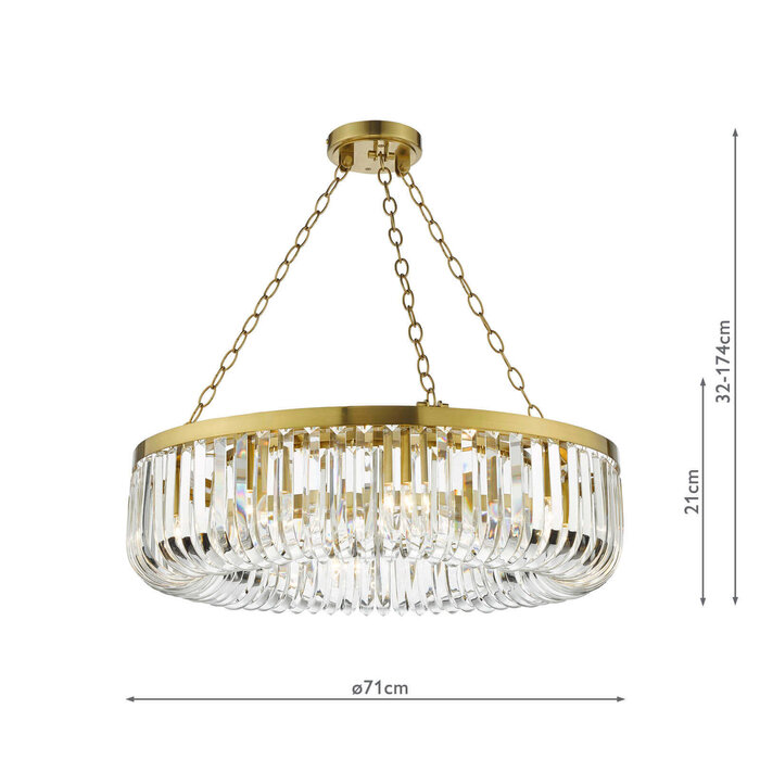 Hikari – 8 Light Crystal Chandelier – Satin Gold and Crystal