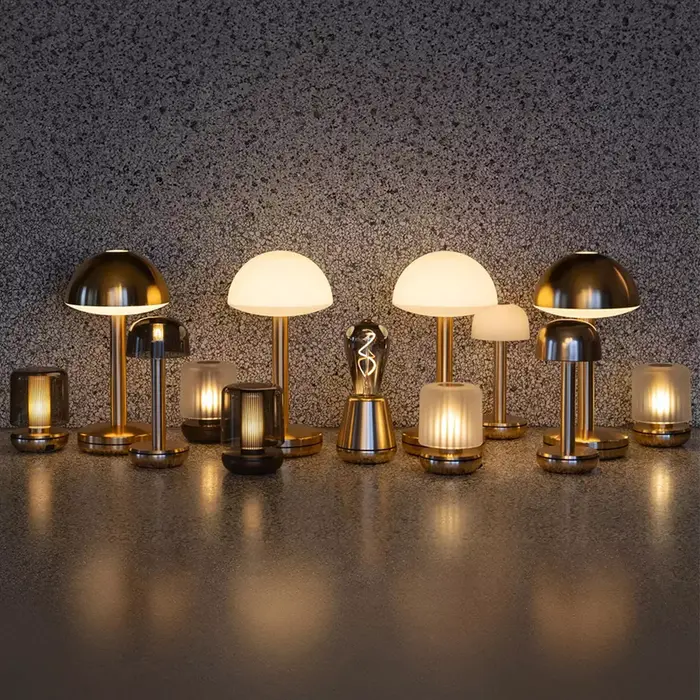 Noble Firefly - Rechargeable Cordless Table Lamp - Bronze & Brown Linen