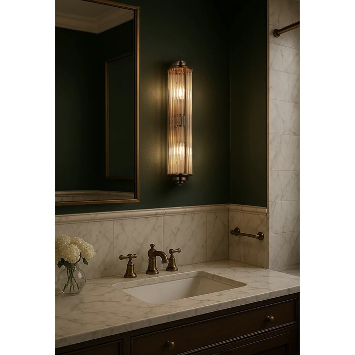 Tai - Two Light Wall Light with Glass Rods - Black