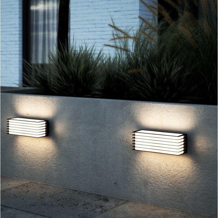 Herbin - Contemporary Outdoor Rectangle Wall Light - Black