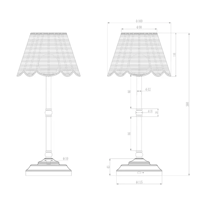 Wicker - Rattan and Brass Rechargeable Table Lamp