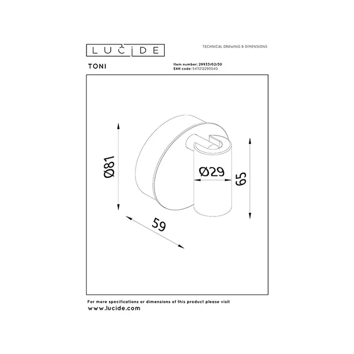 Tony - Rechargeable Bedside Reading Wall Light in black