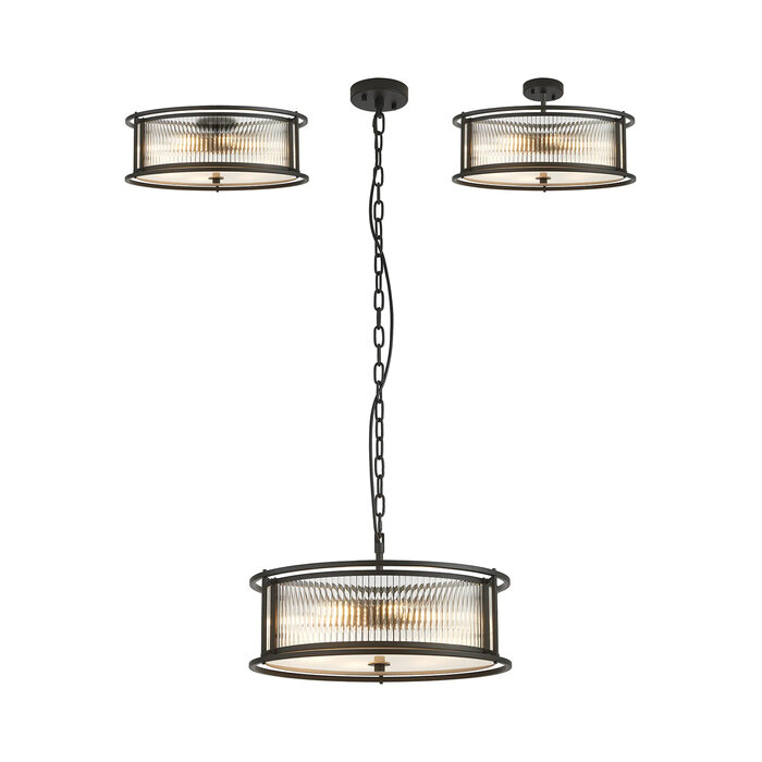 Margot - Adjustable Flush / Semi Flush Ceiling Light Black - 50cm