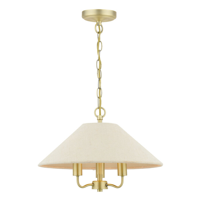 Harland - 3 Light Pendant Ceiling Light and Shade - Matt Antique Brass