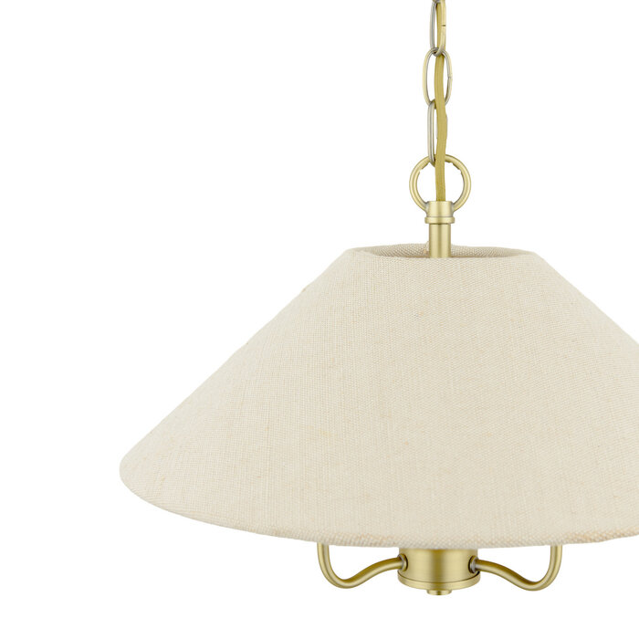 Harland - 3 Light Pendant Ceiling Light and Shade - Matt Antique Brass
