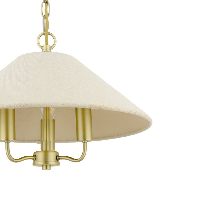 Harland - 3 Light Pendant Ceiling Light and Shade - Matt Antique Brass