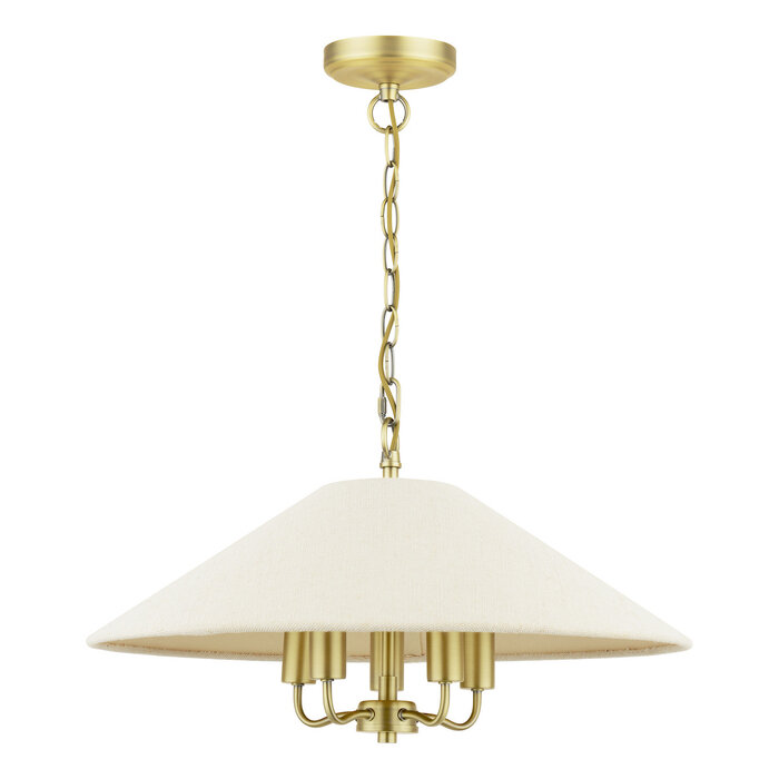 Harland - 5 Light Pendant Ceiling Light and Shade - Matt Antique Brass