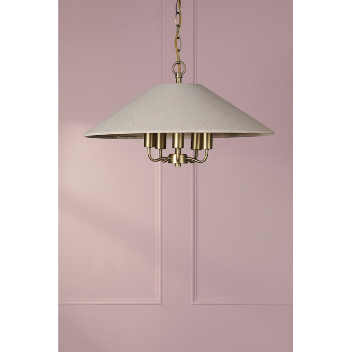 Harland - 5 Light Pendant Ceiling Light and Shade - Matt Antique Brass