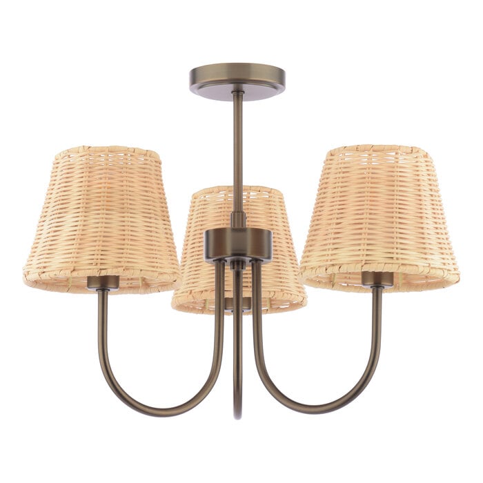 Hasfield - 3 Light Semi-Flush Ceiling Light and Shades - Antique Bronze - Laura Ashley