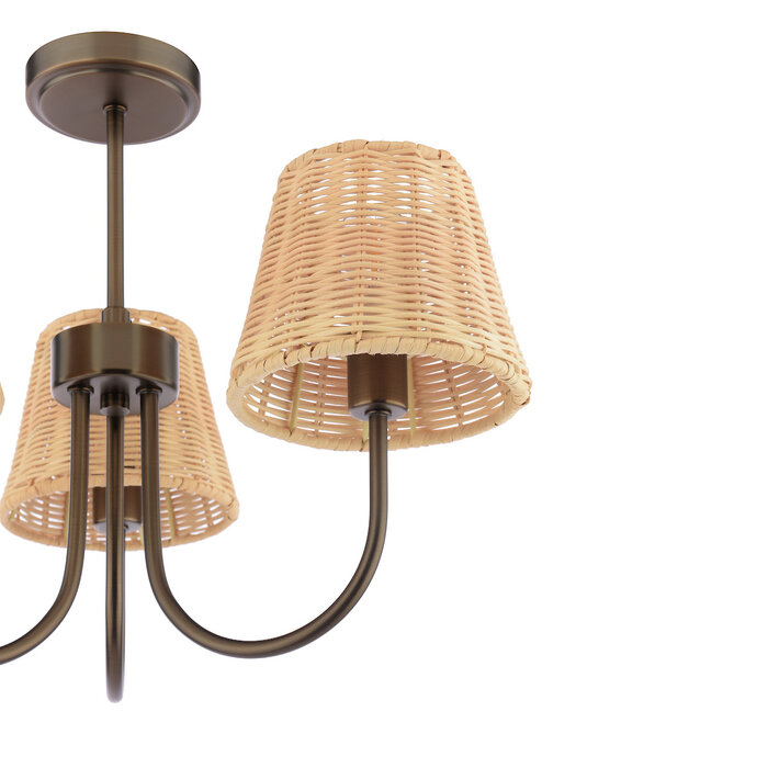 Hasfield - 3 Light Pendant Ceiling Light and Shades - Antique Bronze