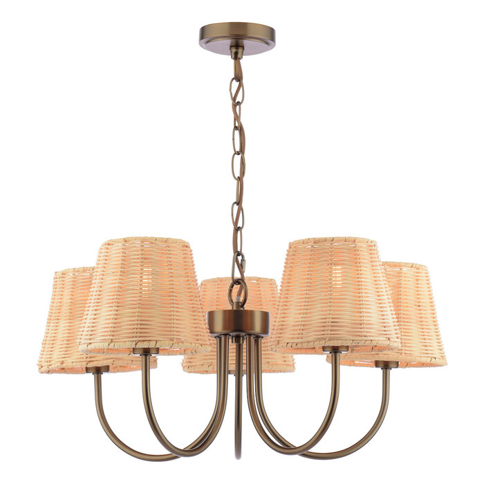 Hasfield - 5 Light Pendant Ceiling Light and Shades - Antique Bronze
