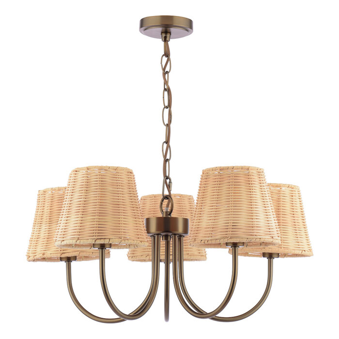 Hasfield - 5 Light Pendant Ceiling Light and Shades - Antique Bronze